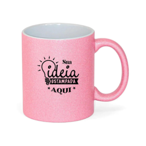 Caneca Glitter Rosa 325ml