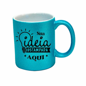 Caneca Glitter Azul 325ml