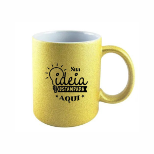 Caneca Glitter Dourada 325 ml