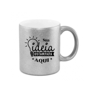 Caneca Glitter Prateada 325ml